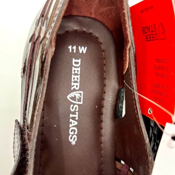 Deer Stags Bamboo2 Casual Shoes Size 11W Brown Leather Hook & Loop Strap